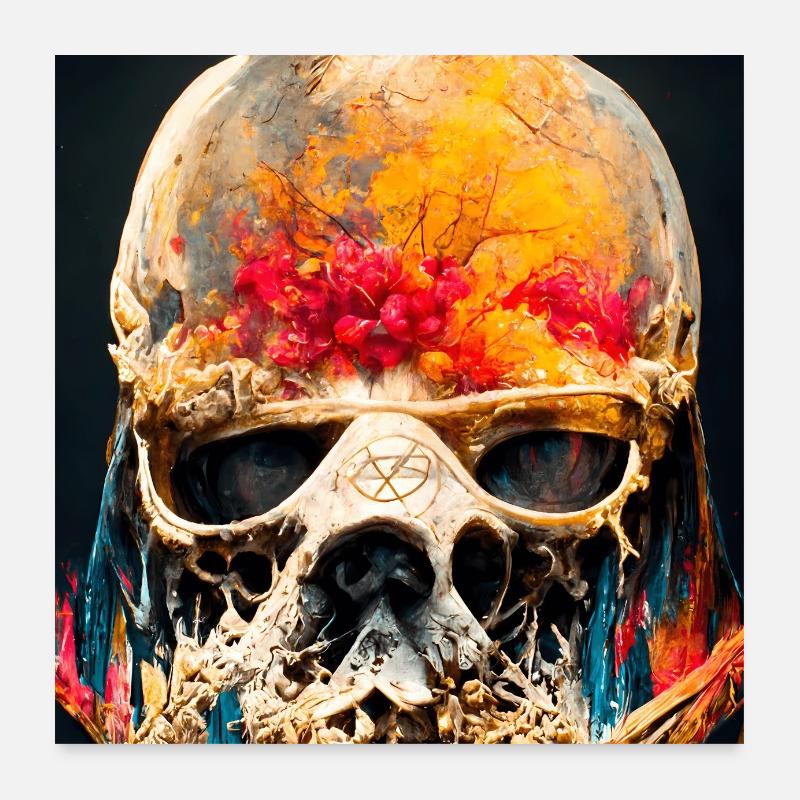 Extremely realistic skull in abstract art Poster 24" x 24" (60x60 cm)