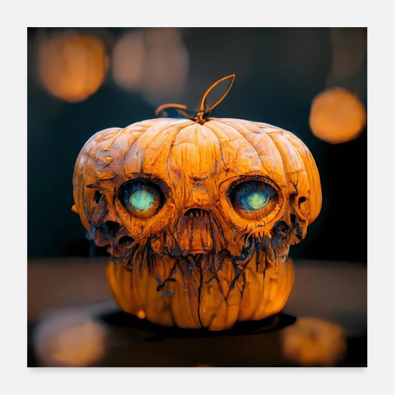Cross between zombie and Halloween pumpkin Poster 24" x 24" (60x60 cm)