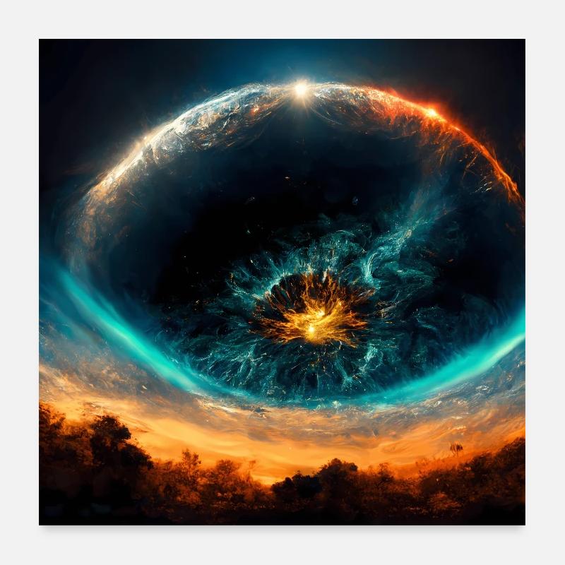 Supernova von der Erde aus kosmischer Explosion Poster 60x60 cm