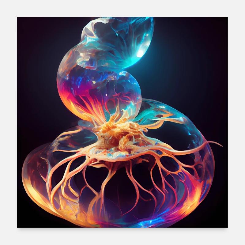 Méduse de l’espace avec nébuleuse galactique de la galaxie Poster 60 x 60 cm