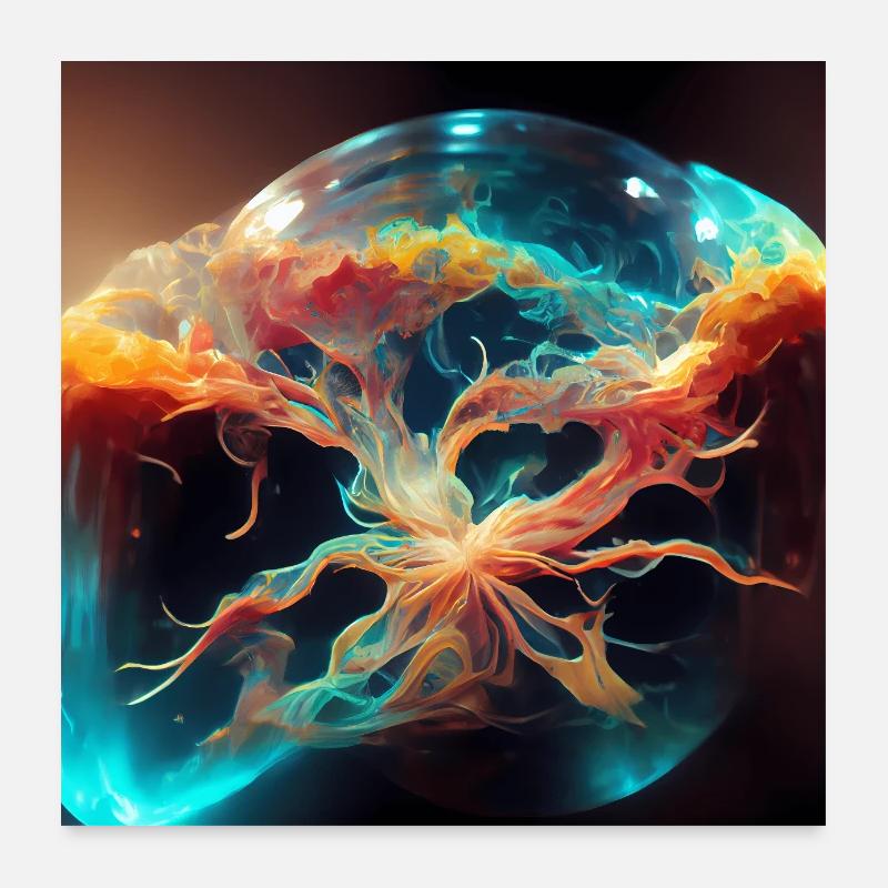 Méduse de l’espace avec nébuleuse galactique de la galaxie - Poster 60 x 60 cm - blanc