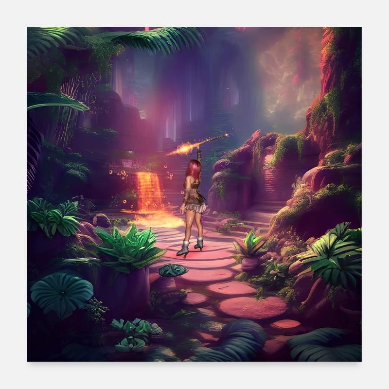 Wunderbare Fee in einer Fantasiewelt. Poster 60x60 cm