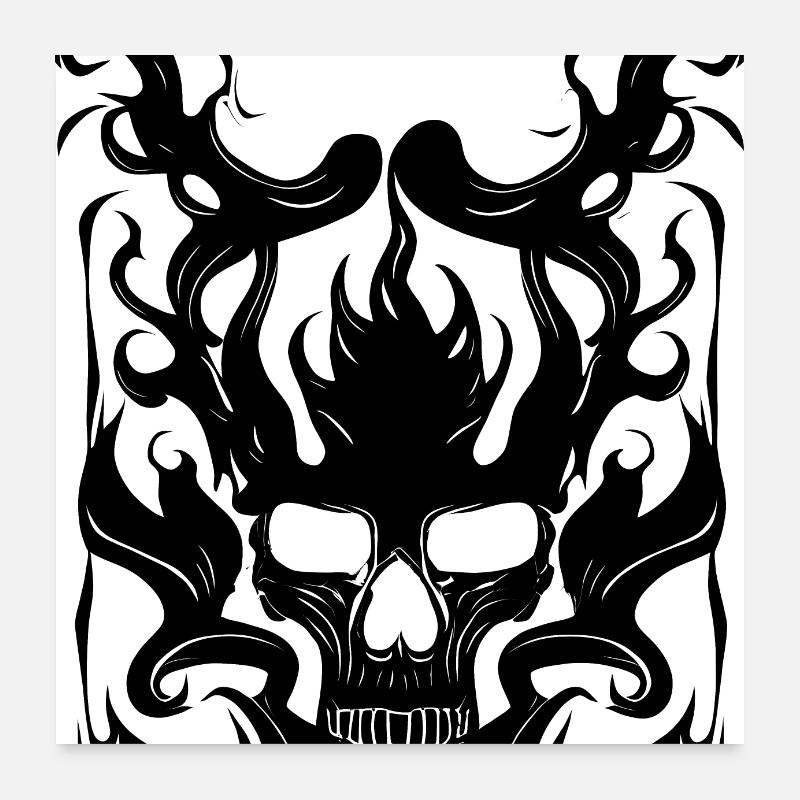 Halloween Horror Skull with Flames Poster 24" x 24" (60x60 cm)