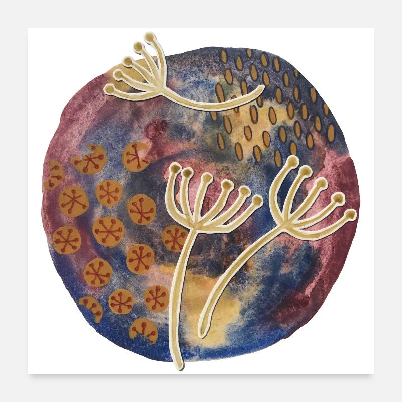 Fleurs abstraitesdans l’aquarelle Poster 60 x 60 cm