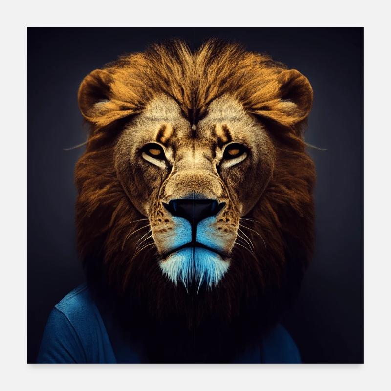 Photorealistic Male Lion Version 4 Poster 24" x 24" (60x60 cm)