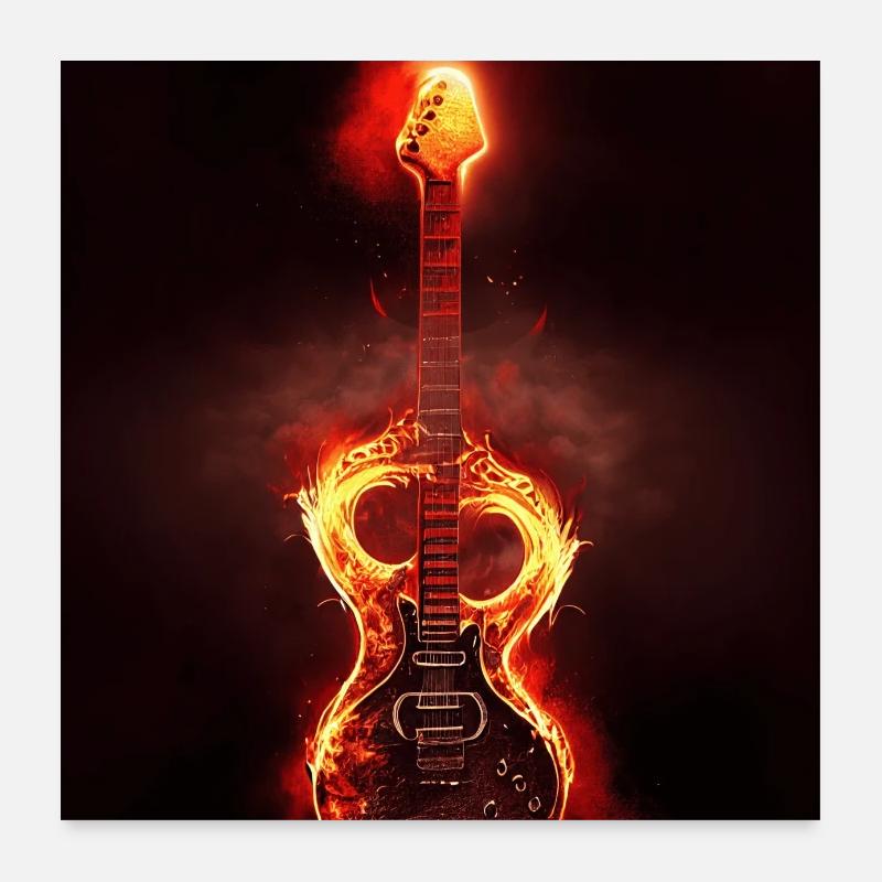 Heavy Metal Electric Guitar with Flames Version 3 Poster 24" x 24" (60x60 cm)