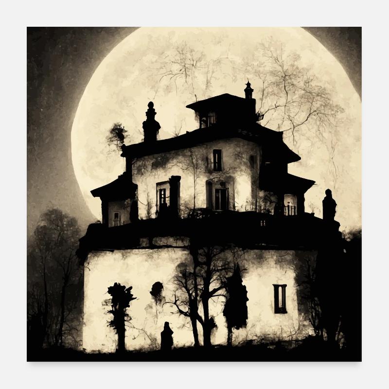 Old villa at full moon Poster 24" x 24" (60x60 cm)