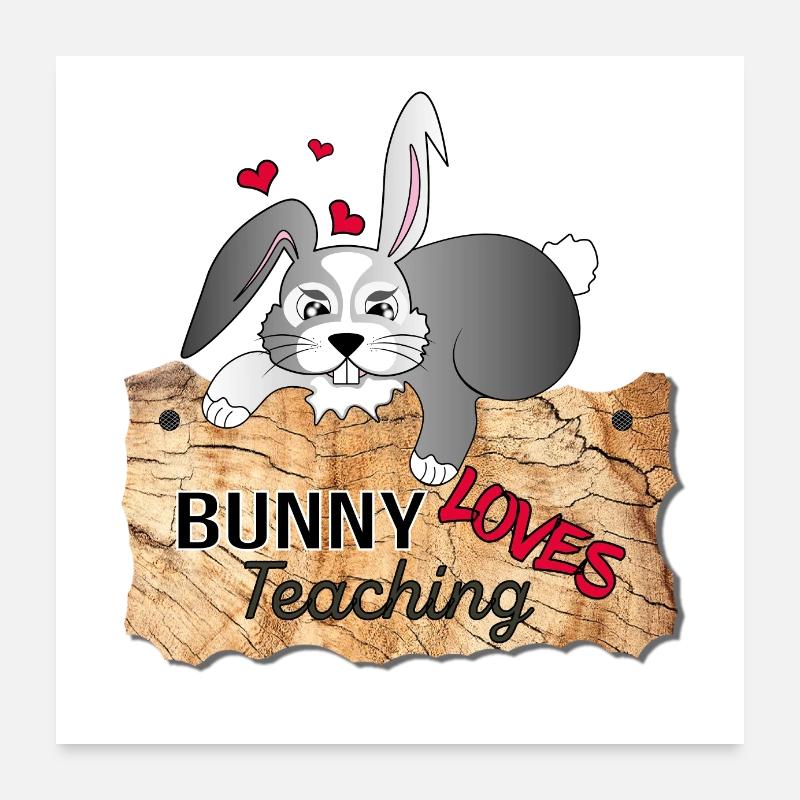 J’adore mon climat d’école de lapin - Poster 60 x 60 cm - blanc