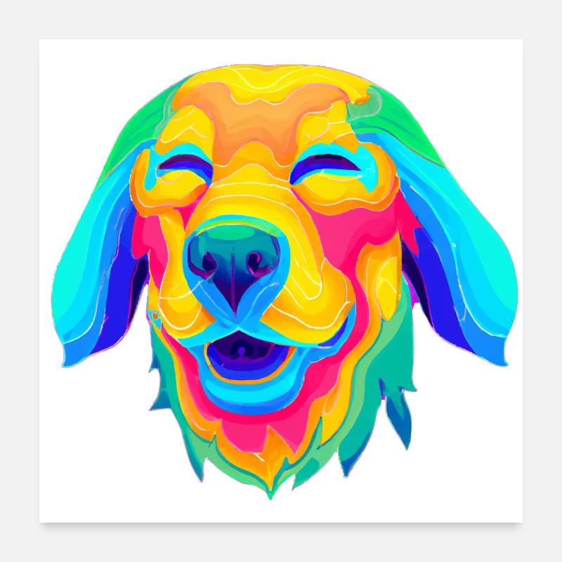 Psychedelischer Hund Poster 60x60 cm