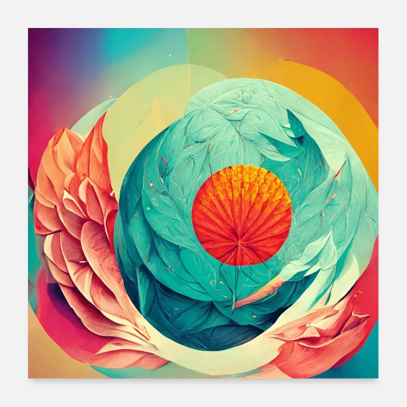 Fleur de Mandala Colorée Version 1 Poster 60 x 60 cm