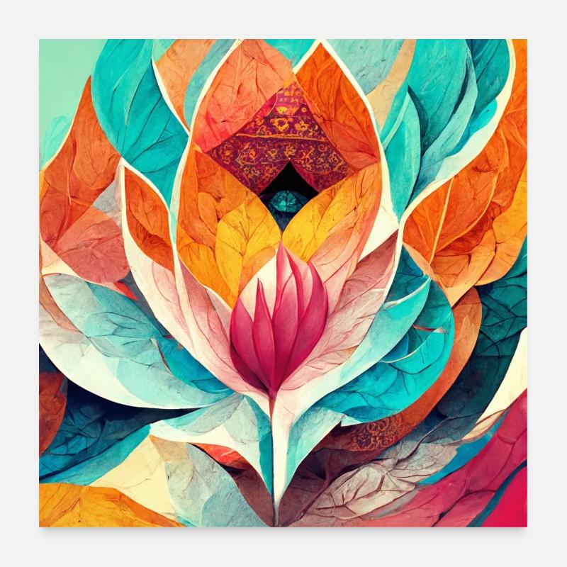 Fleur de Mandala Colorée Version 8 Poster 60 x 60 cm