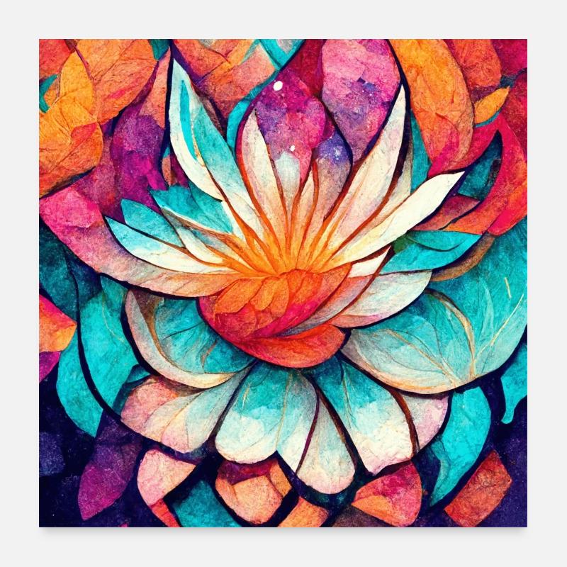 Fleur de Mandala Colorée Version 3 Poster 60 x 60 cm