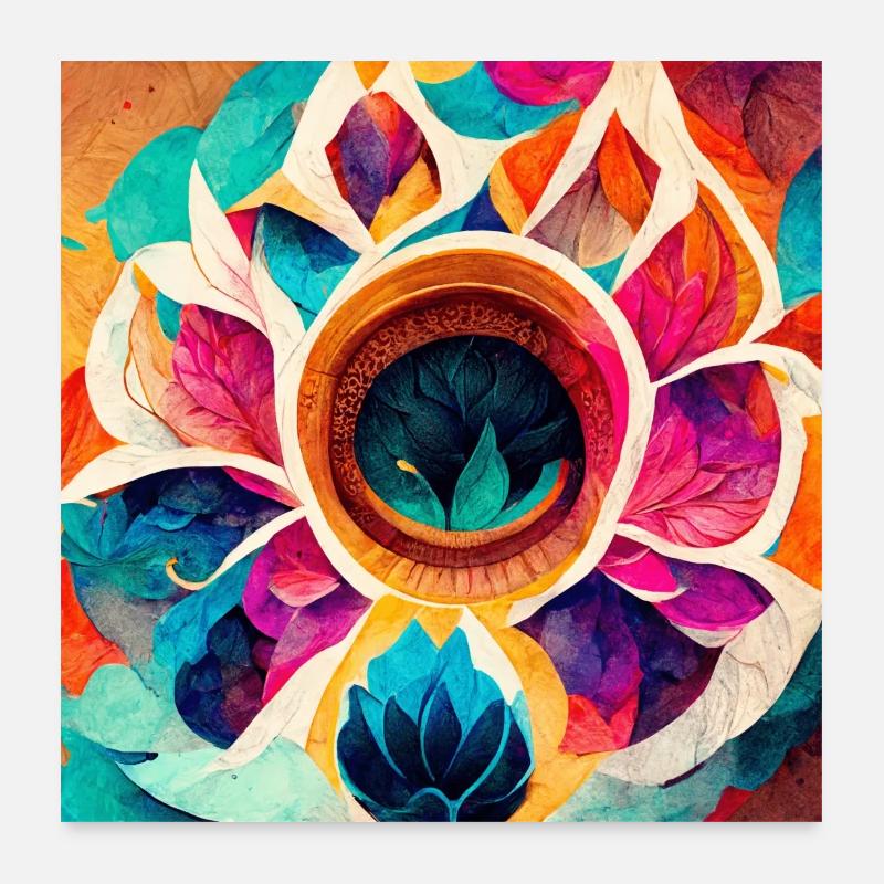 Colorful Mandala Flower Version 5 Poster 24" x 24" (60x60 cm)