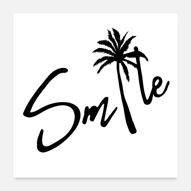 Conception de police Smile avec illustration de palmiers Poster 60 x 60 cm