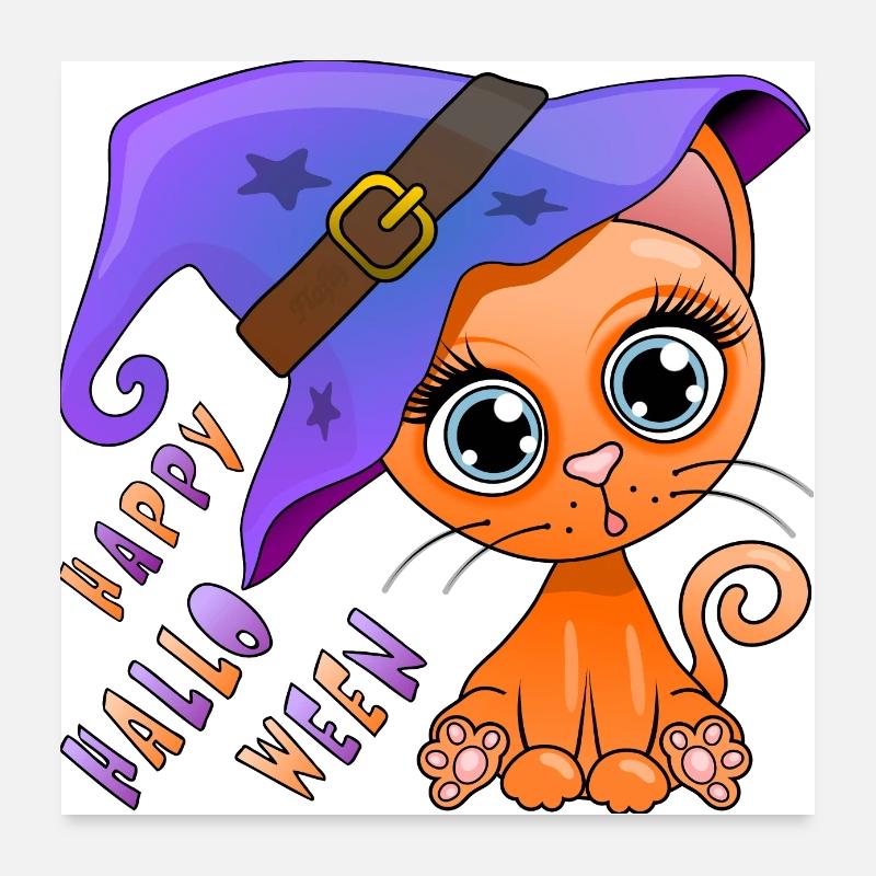 Entzückendes Halloween-Kätzchen - Orange Poster 60x60 cm