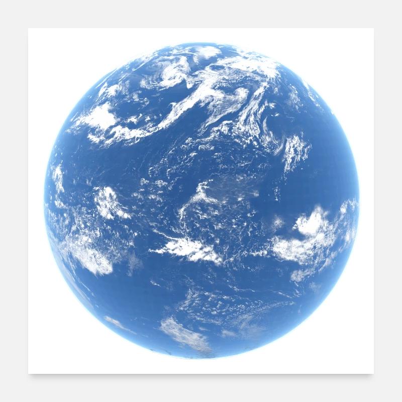 Neptune Eau et Nuages Planète - Poster 60 x 60 cm - blanc