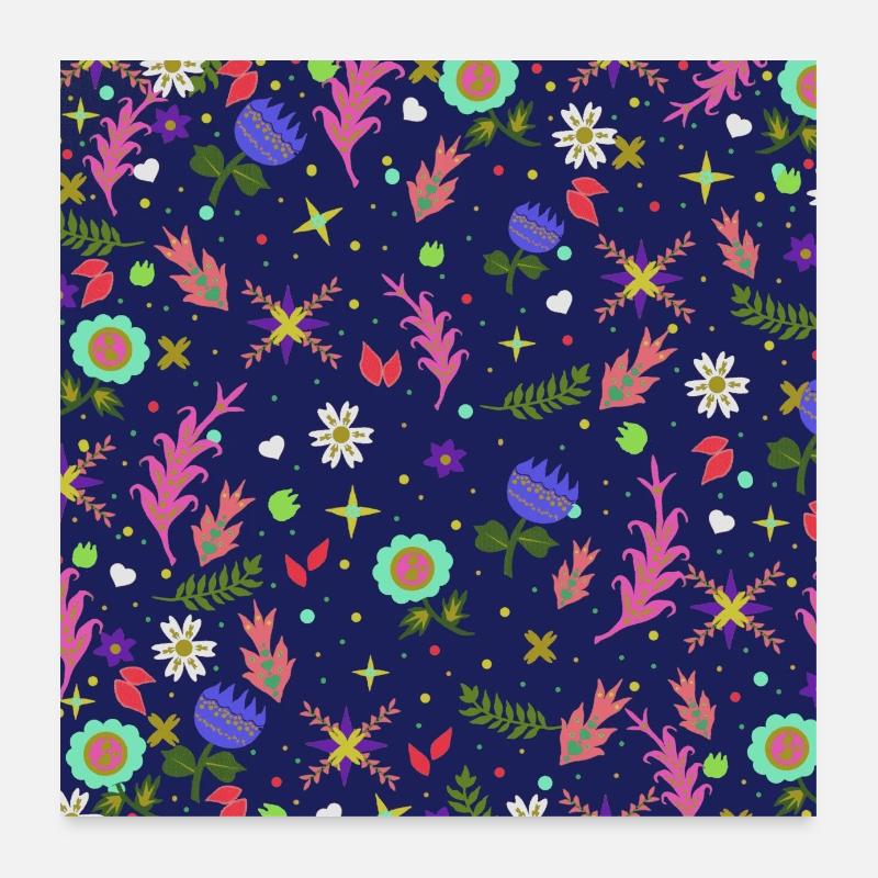 all over prints mädchen, kindliches Blumenmuster Poster 60x60 cm