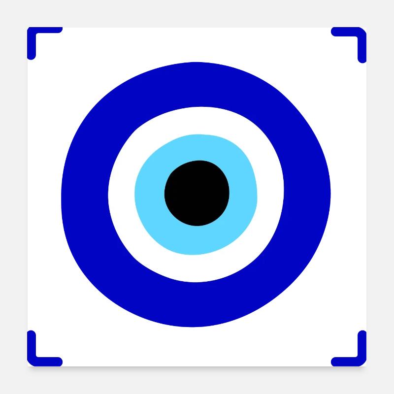 Œil bleu marocain - Poster 60 x 60 cm - blanc