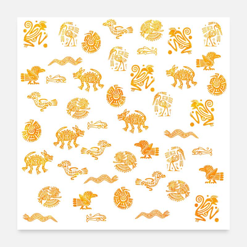 Aztec Figures - Poster 24" x 24" (60x60 cm) - white