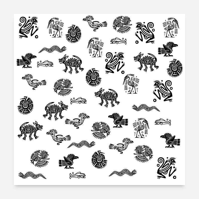 Aztekische Figuren Poster 60x60 cm