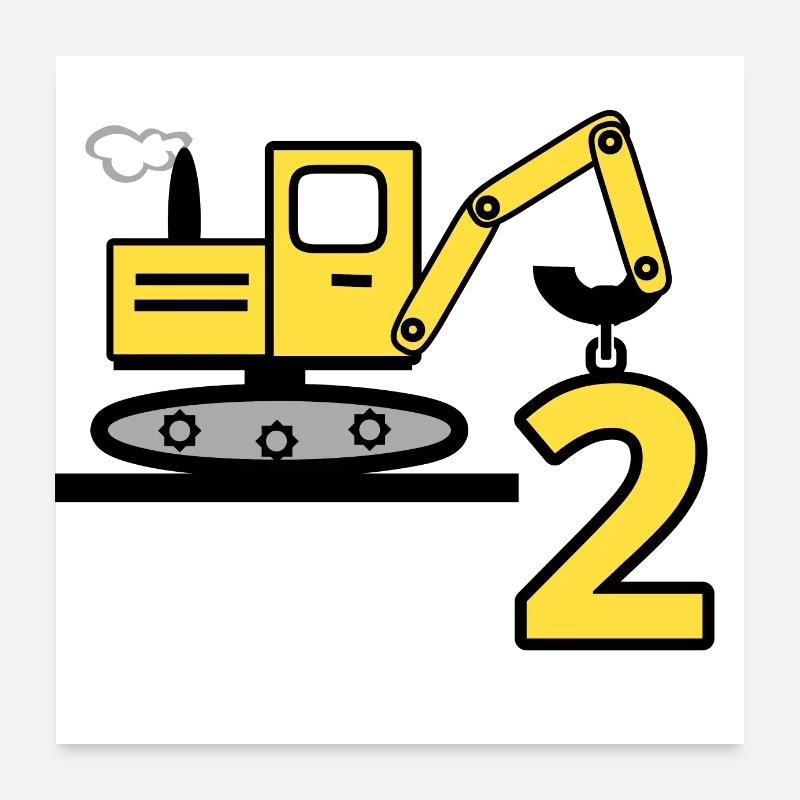 Excavatrice Poster 60 x 60 cm