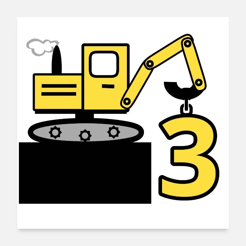 Excavatrice Poster 60 x 60 cm