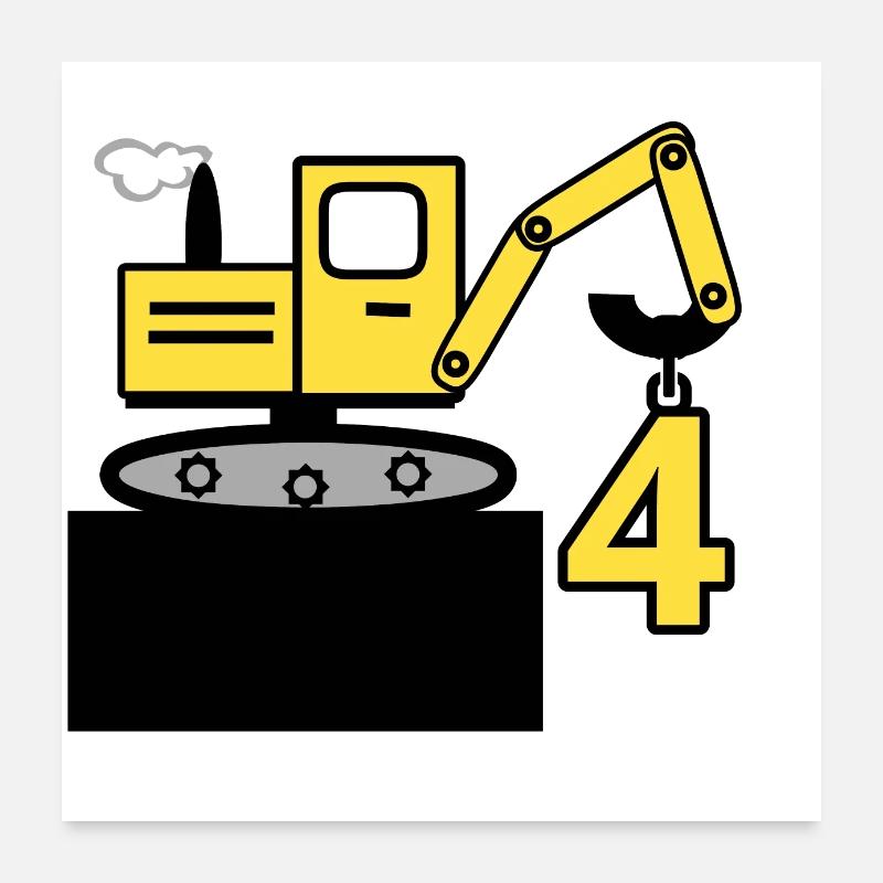 Excavator Poster 24" x 24" (60x60 cm)
