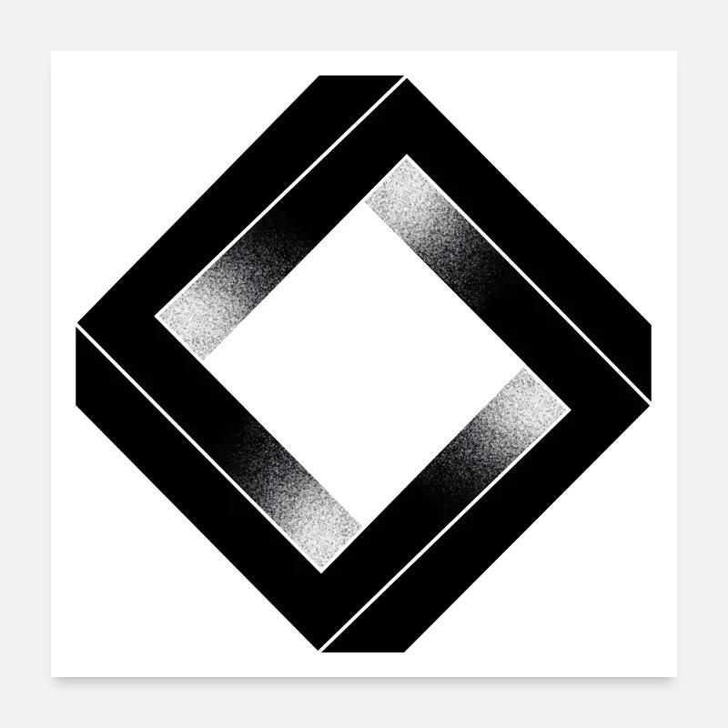 Schwarzes Quadrat unmöglich - Poster 60x60 cm - Weiß