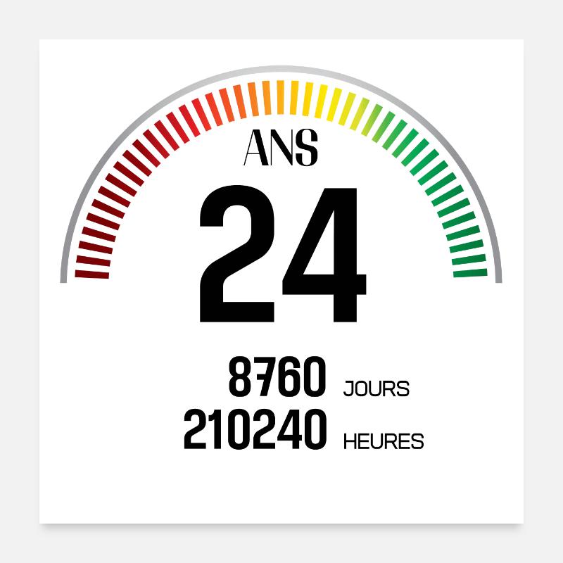 Anniversaire 24 ans Compteur Poster 60 x 60 cm