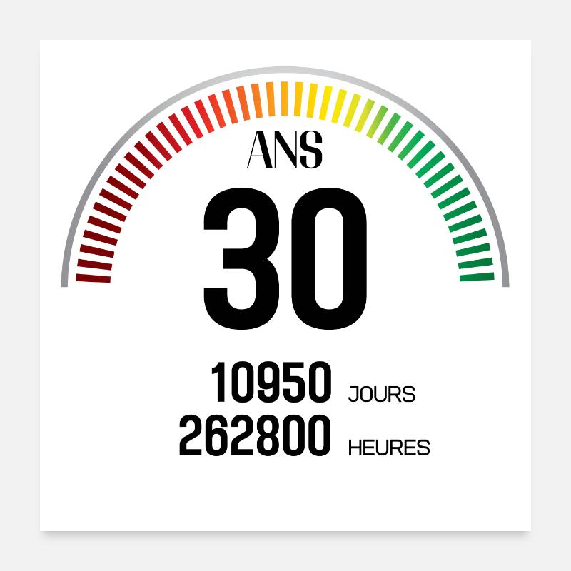 Anniversaire 30 ans Compteur Poster 60 x 60 cm