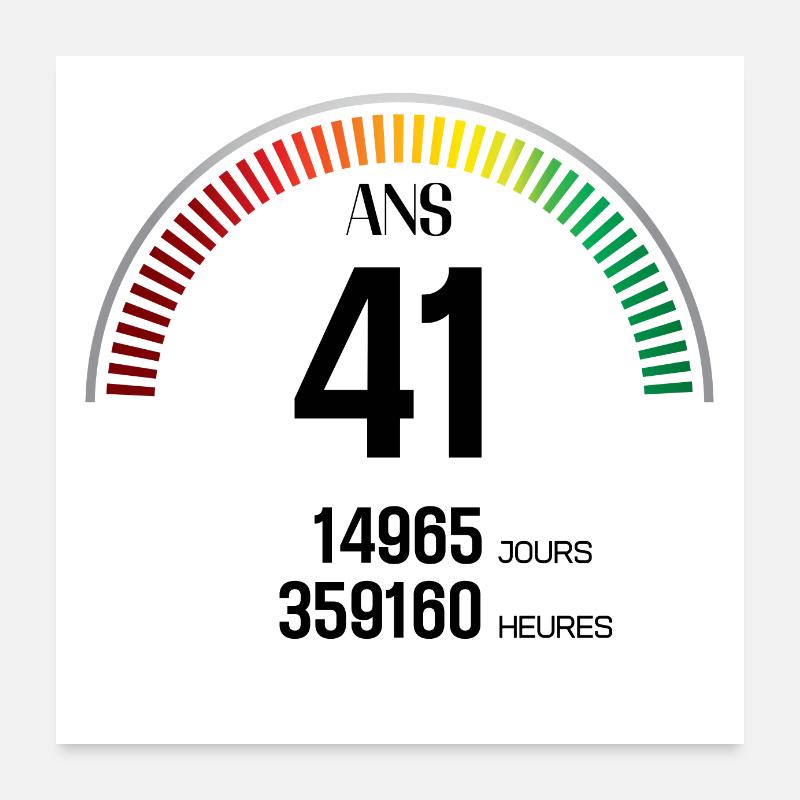 Anniversaire 41 ans Compteur Poster 60 x 60 cm