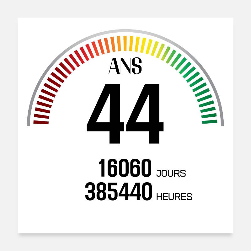 Anniversaire 44 ans Compteur Poster 60 x 60 cm