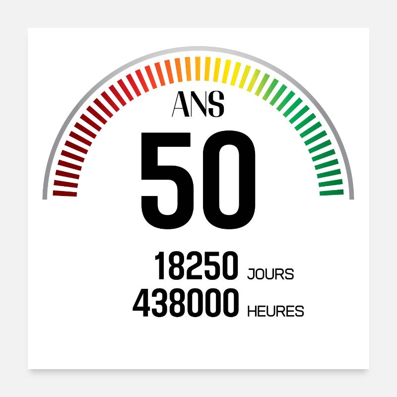 Anniversaire 50 ans Compteur Poster 60 x 60 cm