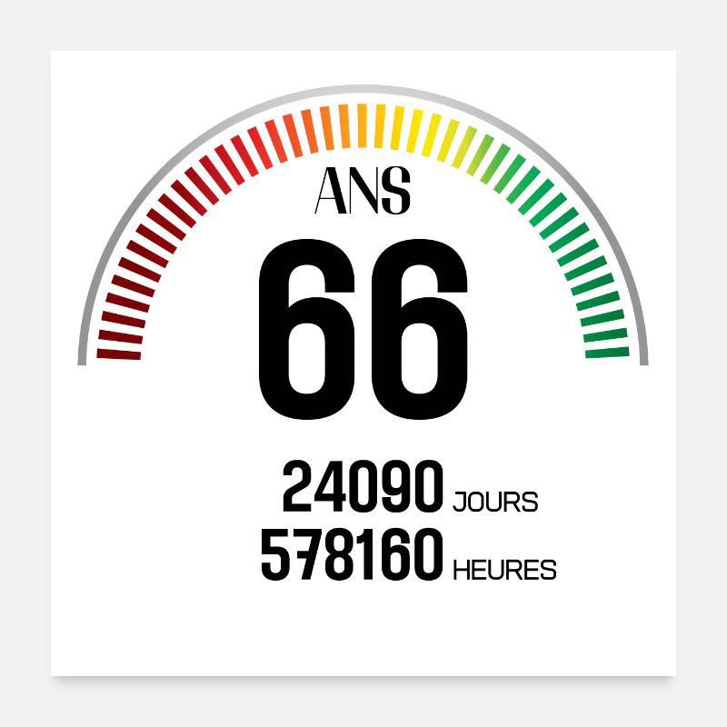 Anniversaire 66 ans Compteur Poster 60 x 60 cm