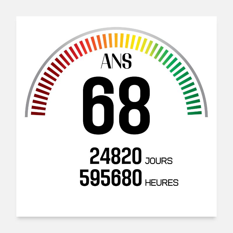 Anniversaire 68 ans Compteur Poster 60 x 60 cm
