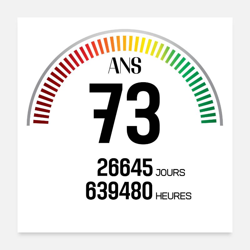 Anniversaire 73 ans Compteur Poster 60 x 60 cm