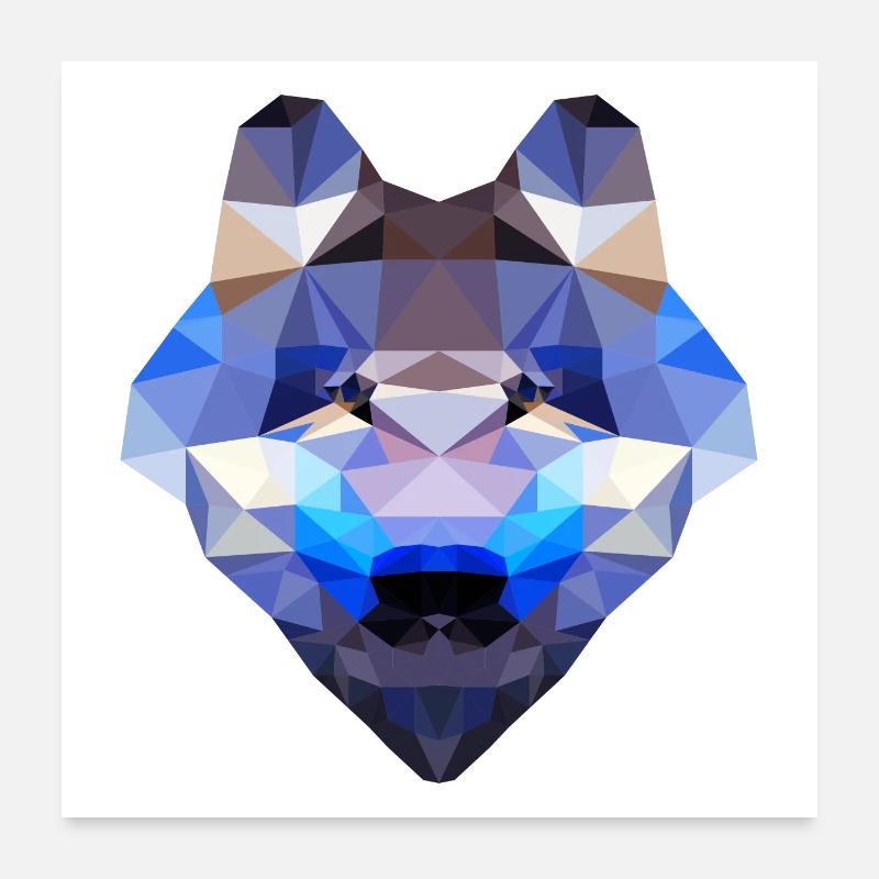 Schönes Wolf-Polygon-Design Poster 60x60 cm