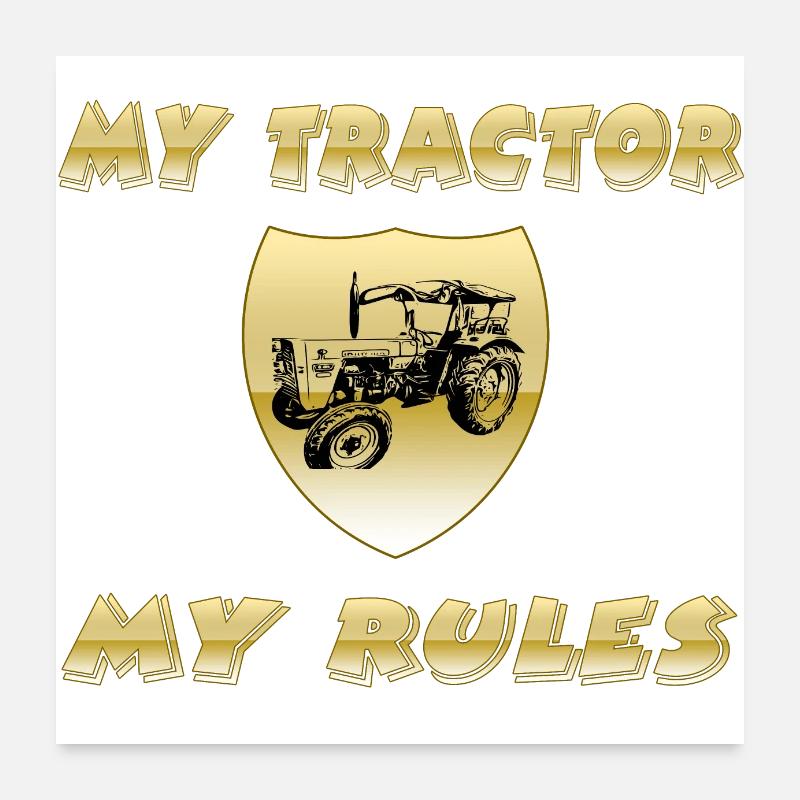 Traktor - Poster 60x60 cm - Weiß