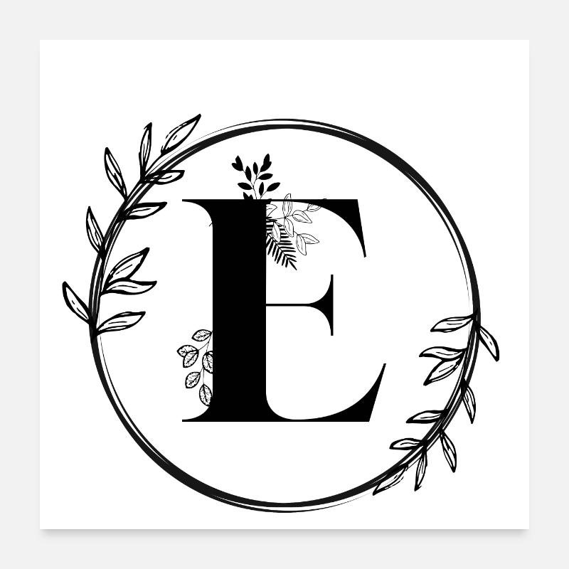 Floral letter E Poster 24" x 24" (60x60 cm)