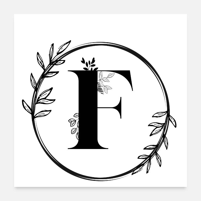 Buchstabe F Blumen Poster 60x60 cm