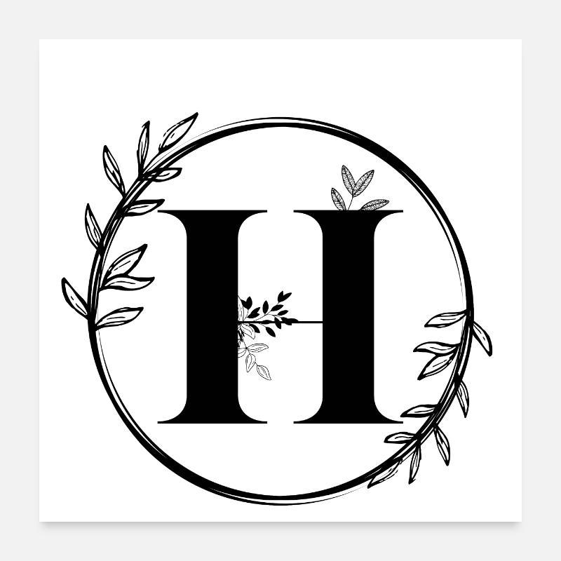 Letter H Floral Poster 24" x 24" (60x60 cm)