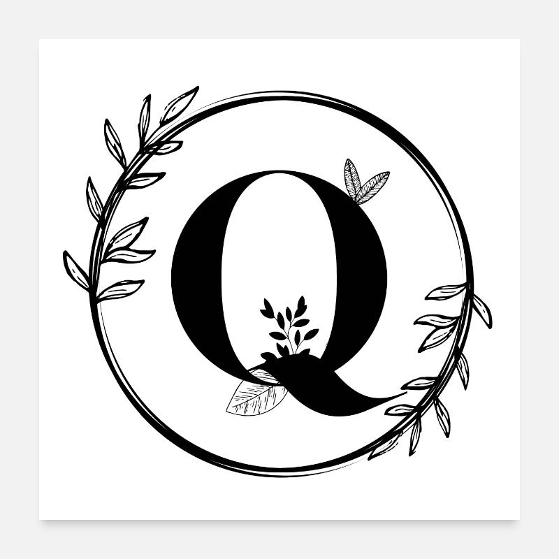 Lettre Q Florale Poster 60 x 60 cm