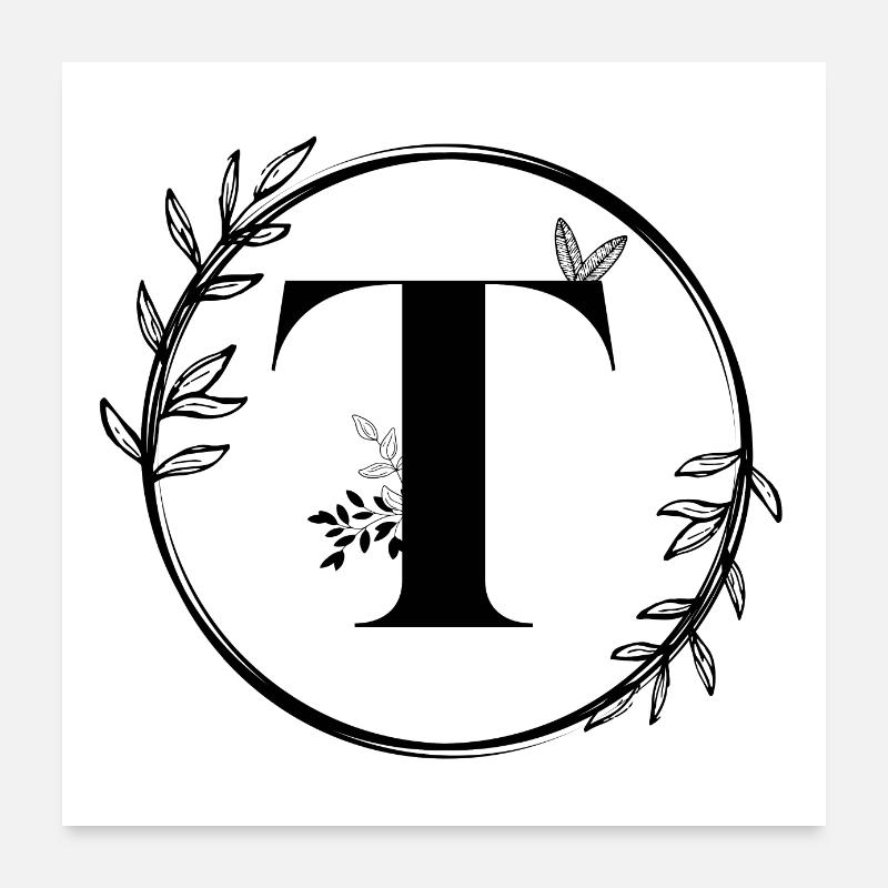 Lettre T Florale Poster 60 x 60 cm