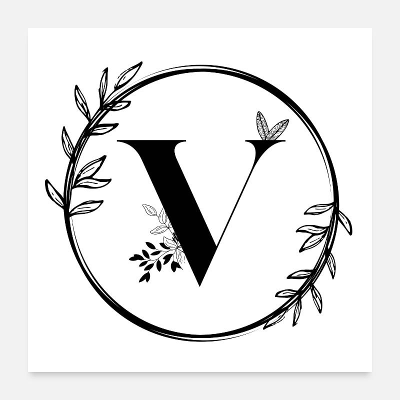 Brief V Floral Poster 60x60 cm