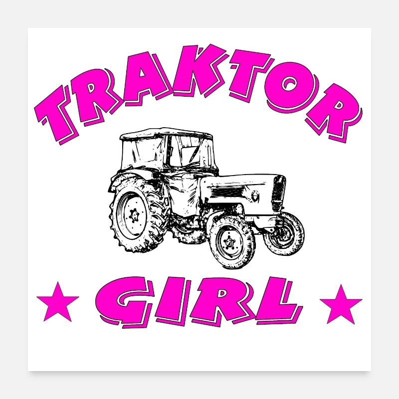 Traktor - Poster 60x60 cm - Weiß