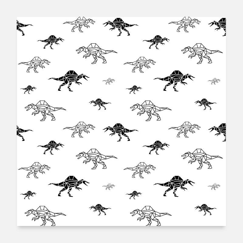 Spino Spinosaurus Muster - Poster 60x60 cm - Weiß