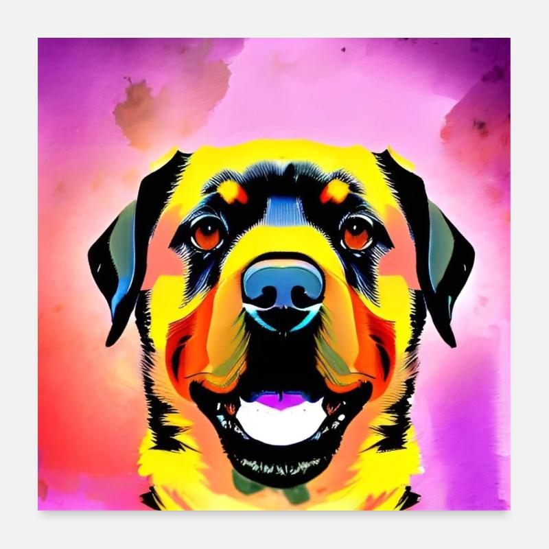 Rainbow Happy Dog Poster 24" x 24" (60x60 cm)