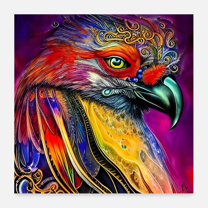 Wunderbare bunte Krähe Poster 60x60 cm