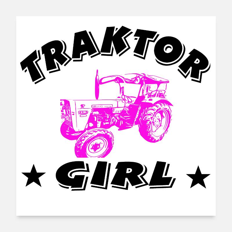Traktor - Poster 60x60 cm - Weiß