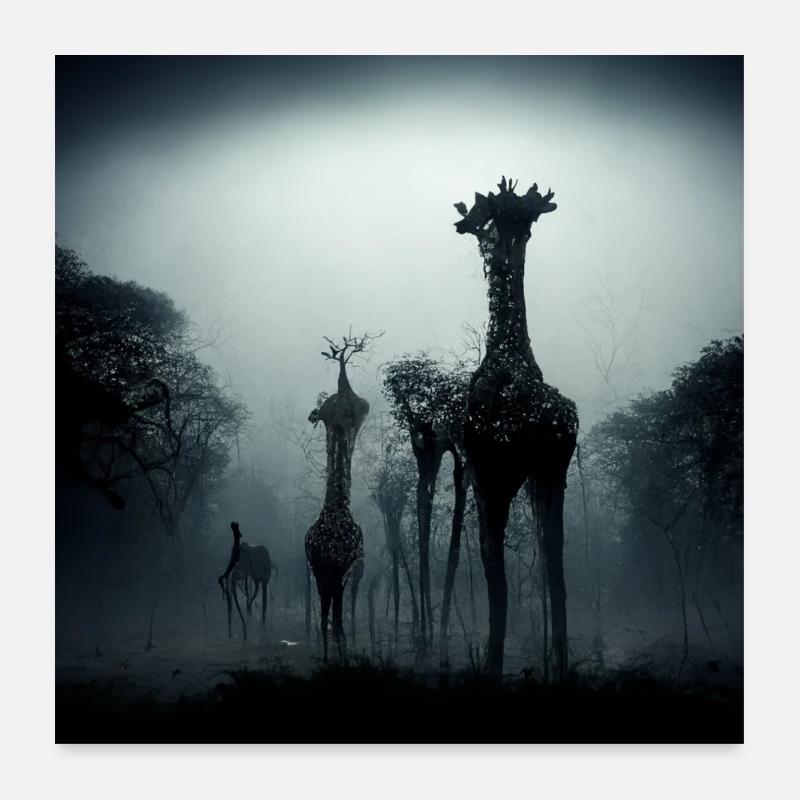 Girrafe in the dark Poster 24" x 24" (60x60 cm)